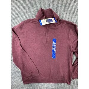Hudson River Sweater Men's Large 1/4Zip‎ Long Sleeve Pullover Burgundy New